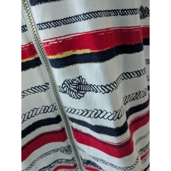Chicos Weekends Jacket Women's 2 (L) Stripes Red Yellow Athleisure Nautical Rope - Picture 4 of 13